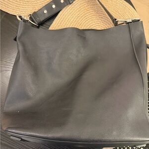 All Saints Classic Black Leather Shoulder Bag